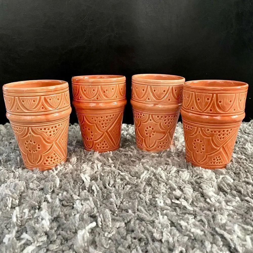 NIB Anthropologie Moroccan Engraved Beldi Cup Set